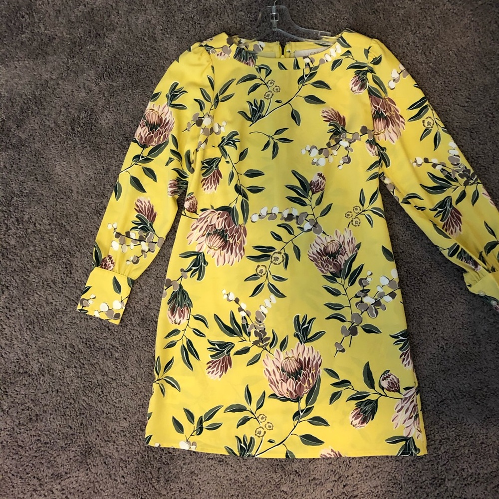 Yellow Floral Longsleeve Dress